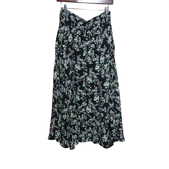 BY‎ EGREIS Martha Floral Midi Skirt Black Multi Color Women's Size M - Picture 4 of 11